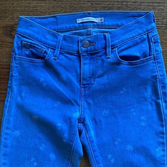 Levi’s 710 Super Skinny Palm Print Light Blue Jeans Size 26 - Picture 4 of 12